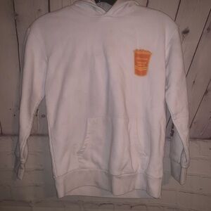 Cozy White Hoodie with Orange Graphic